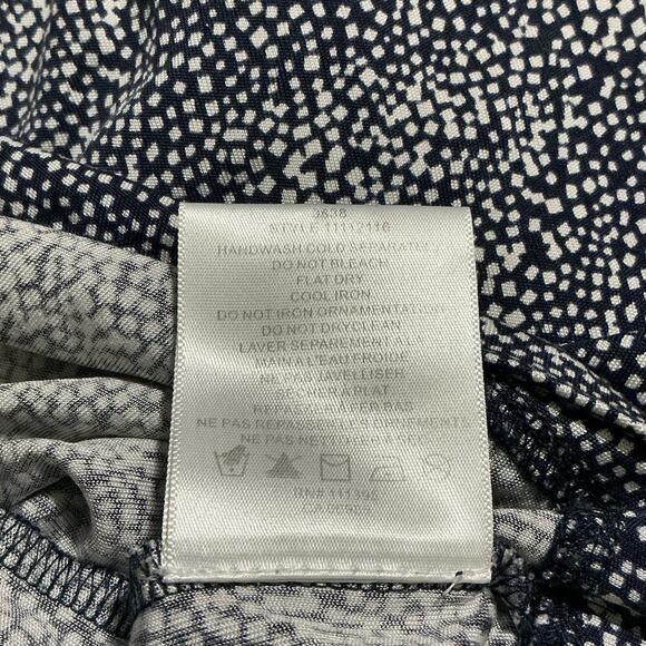 Tory Burch XL Navy White Silk Embellished Tunic Blouse Rhinestone Beaded - Picture 4 of 7